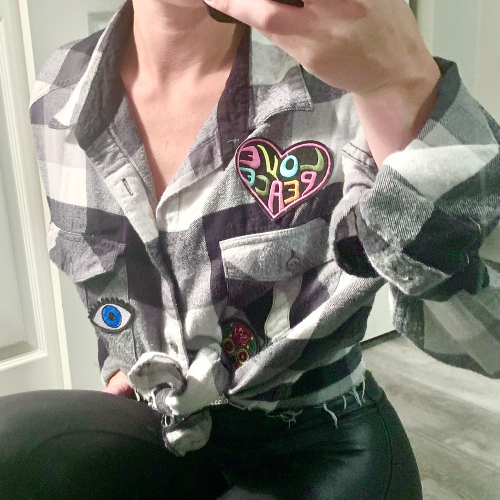 Sojara vintage plaid oversized flannel button down